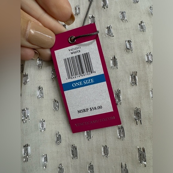 Vince Camuto White Sheer Metallic Cover Up NWT One Size - Picture 5 of 6